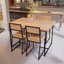 Ver imagem 1 de Conjunto Mesa de Jantar Retangular 4 Cadeiras Pinus Riviera Industrial Branco Don Castro Decor Rivie
