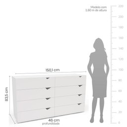 Cômoda 8 Gavetas 83,5cm X 150cm Porto - 3