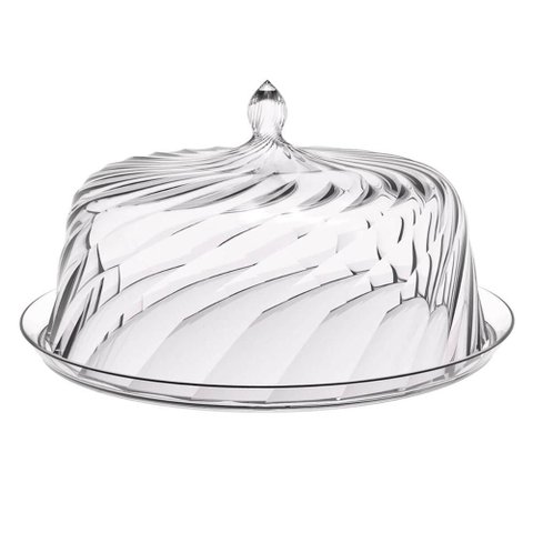 Porta Bolo Torta 25cm Transparente Glassy com Cúpula Crippa
