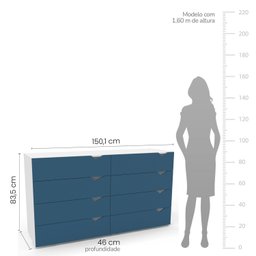 Cômoda 8 Gavetas 83,5cm X 150cm Porto - 3