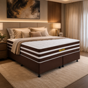 Ver imagem 1 de Cama Box Queen (Colchao + Base) 158x198 Supremo Marrom Branco Bacetto