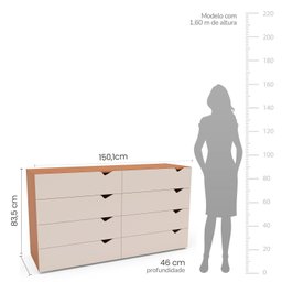Cômoda 8 Gavetas 83,5x150,1x46 Cm Porto - 3