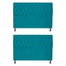 Kit 2 Cabeceiras Jade 100Cm Para Cama Box Solteiro Suede Azul Turquesa - 2