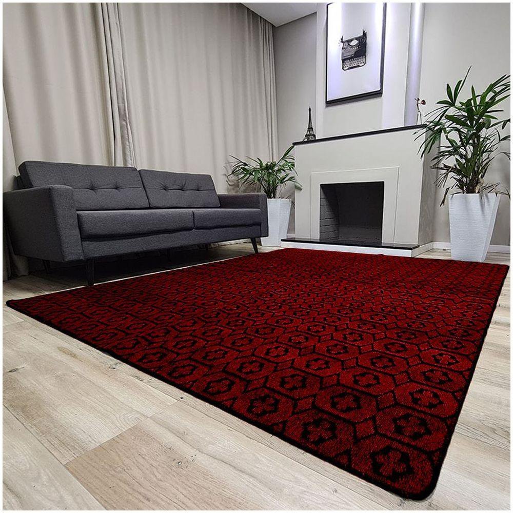 Tapete Carpete Sala Quarto Elegante Geométrico 1,00 X 1,50 Titulo Cor Vinho - 5