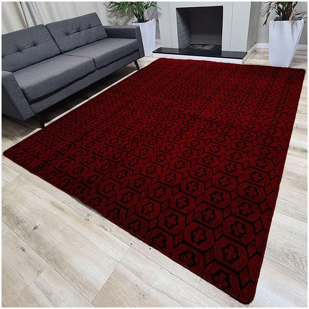Tapete Carpete Sala Quarto Elegante Geométrico 1,00 X 1,50 Titulo Cor Vinho - 3