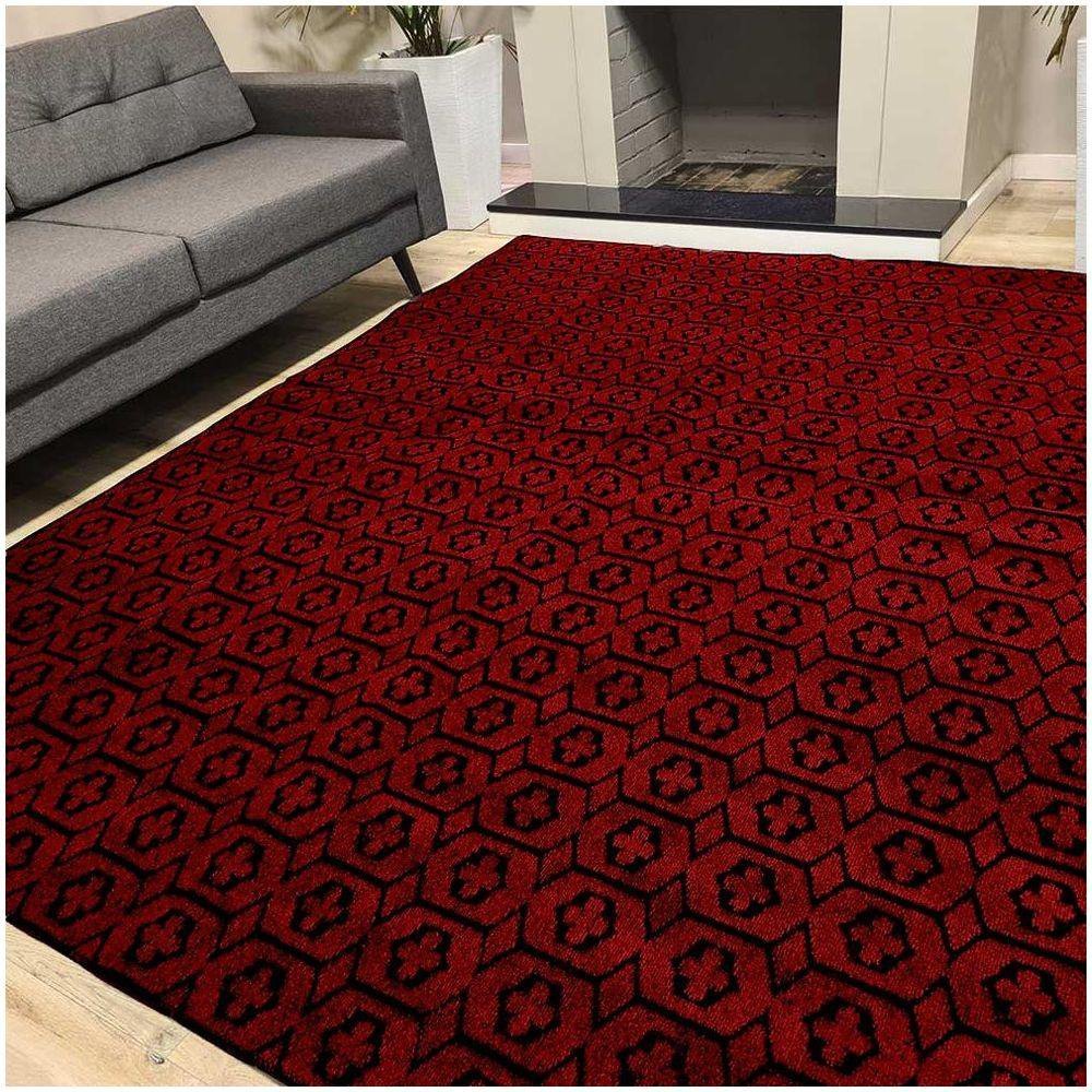 Tapete Carpete Sala Quarto Elegante Geométrico 1,00 X 1,50 Titulo Cor Vinho - 2