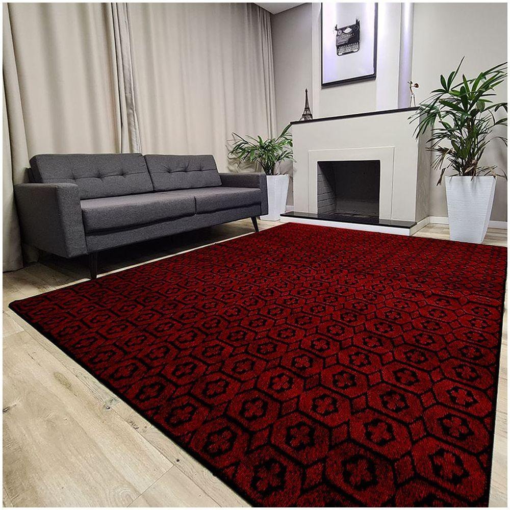 Tapete Carpete Sala Quarto Elegante Geométrico 1,00 X 1,50 Titulo Cor Vinho - 4