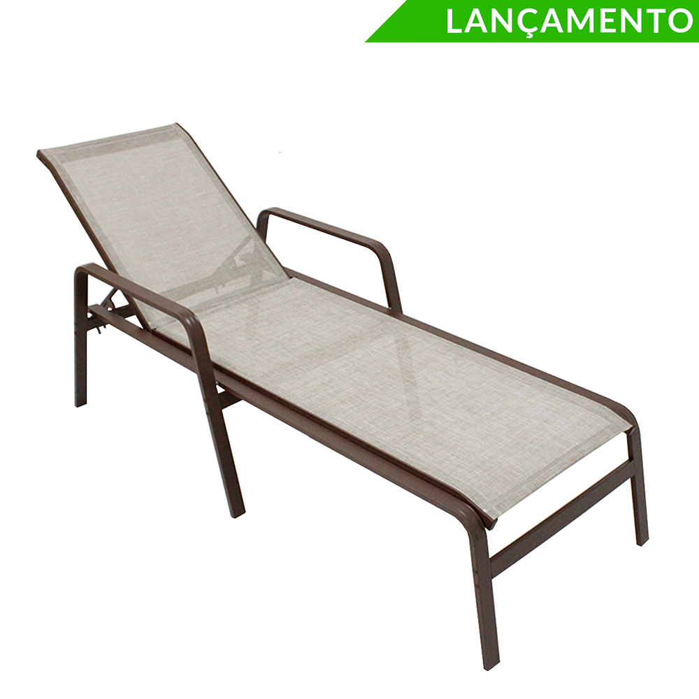 Cadeira Espreguiçadeira Lótus Reta Premium Capuccino para Piscina