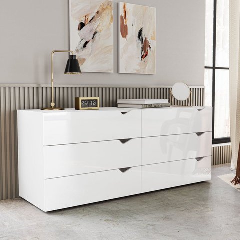 Cômoda 6 Gavetas 63,1x150,1x46 cm Porto Branco