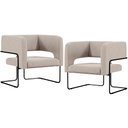 Ver imagem 1 de Kit 02 Poltronas Decorativas Scarlett D02 Base de Aço Preto Linho Bege C-107 - Lyam Decor