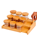 Ver imagem 4 de kit 9 potes 110ml tampa bambu e rack organizador bambu Oikos