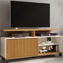 Ver imagem 2 de Rack para Tv até 52 Polegadas 1 Porta Malawi Ripado 3d Cinamomo/off White - Pnr Móveis