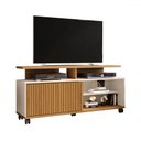 Ver imagem 1 de Rack para Tv até 52 Polegadas 1 Porta Malawi Ripado 3d Cinamomo/off White - Pnr Móveis