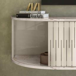 Painel Home Piso Teto TV Até 65 Polegadas Calacata Off White Monte Carlo Madetec - 6