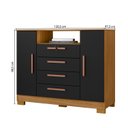 Ver imagem 3 de Cômoda para Quarto 2 Portas e 4 Gavetas com Chave 120,5cm com Pés Floripa Preto/Carvalho Americano/Tx