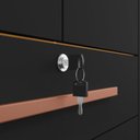 Ver imagem 6 de Cômoda para Quarto 2 Portas e 4 Gavetas com Chave 120,5cm com Pés Floripa Preto/Carvalho Americano/Tx