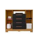 Ver imagem 4 de Cômoda para Quarto 2 Portas e 4 Gavetas com Chave 120,5cm com Pés Floripa Preto/Carvalho Americano/Tx