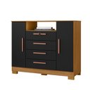 Ver imagem 2 de Cômoda para Quarto 2 Portas e 4 Gavetas com Chave 120,5cm com Pés Floripa Preto/Carvalho Americano/Tx