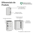 Ver imagem 4 de Conjunto Gabinete para Banheiro 110cm 3 Gavetas 3 Portas Branco Vik Madesa 01