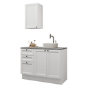 Ver imagem 2 de Conjunto Gabinete para Banheiro 110cm 3 Gavetas 3 Portas Branco Vik Madesa 01