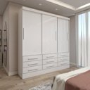 Ver imagem 1 de Guarda-roupa Casal Ferrara 3 Portas 9 Gavetas Branco - Panorama Móveis