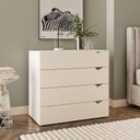 Ver imagem 1 de Cômoda para Quarto 4 Gavetas Porto Bege/Branco/Creme