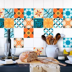 Adesivo de Azulejo Hidráulico Retrô 5 Arte Destaque