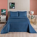 Ver imagem 3 de Kit Cobre Leito Espanha Casal Queen 03 Peças Micropercal 200 Fios Matelado White Line - Azul