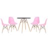 Mesa Eames 70 Cm Preto + 4 Cadeiras Eiffel Dsw Rosa Claro - 1