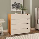 Ver imagem 1 de Cômoda 4 Gavetas 83,8cm x 90cm Porto Bege/Freijó/Creme