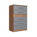 Ver imagem 2 de Cômoda Safira 5 Gavetas 95,7x62,8x40 cm Marrom/Freijó/Cinza