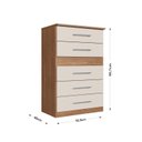 Ver imagem 3 de Cômoda Safira 5 Gavetas 95,7x62,8x40 cm Marrom/Freijó/Off