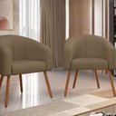 Ver imagem 4 de Poltrona Decorativa com Pés em Madeira Marselha Marrom Taupe