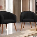 Ver imagem 4 de Poltrona Decorativa com Pés em Madeira Marselha Preto
