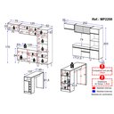 Ver imagem 3 de Cozinha Modulada com Bancada Americana Veneza Multimóveis Mp2208 Branco/preto Branco/preto