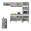 Ver imagem 4 de Cozinha Modulada com Bancada Americana Veneza Multimóveis Mp2208 Branco/preto Branco/preto