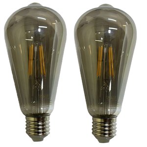 Lampada Led Multi Filamento Fume 30w Kit 2 Uni Iluminaçao Quarto Sala Casa Varanda Branco Quente