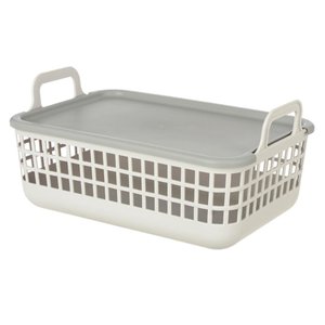 Cesto Organizador Plastico Empilhavel 9 Litros C/tampa Cinza