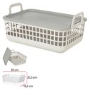 Ver imagem 2 de Cesto Organizador Plastico Empilhavel 9 Litros C/tampa Cinza