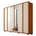 Ver imagem 2 de Guarda Roupa Casal 6 Portas 4 Gavetas com Espelho MDF Cleo Freijó e Off White