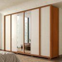 Ver imagem 1 de Guarda Roupa Casal 6 Portas 4 Gavetas com Espelho MDF Cleo Freijó e Off White