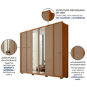 Ver imagem 4 de Guarda Roupa Casal 6 Portas 4 Gavetas com Espelho MDF Cleo Freijo