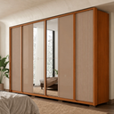 Ver imagem 1 de Guarda Roupa Casal 6 Portas 4 Gavetas com Espelho MDF Cleo Freijo