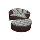 Ver imagem 1 de Chaise Orbit com Puff - Tecido Costela de Adão Azul