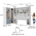 Ver imagem 3 de Quarto Modulado Queen de Canto com Guarda-roupas Maleiro e Cabeceira Alpes Master Luciane Móveis