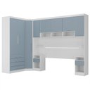 Ver imagem 2 de Quarto Modulado Queen de Canto com Guarda-roupas Maleiro e Cabeceira Alpes Master Luciane Móveis