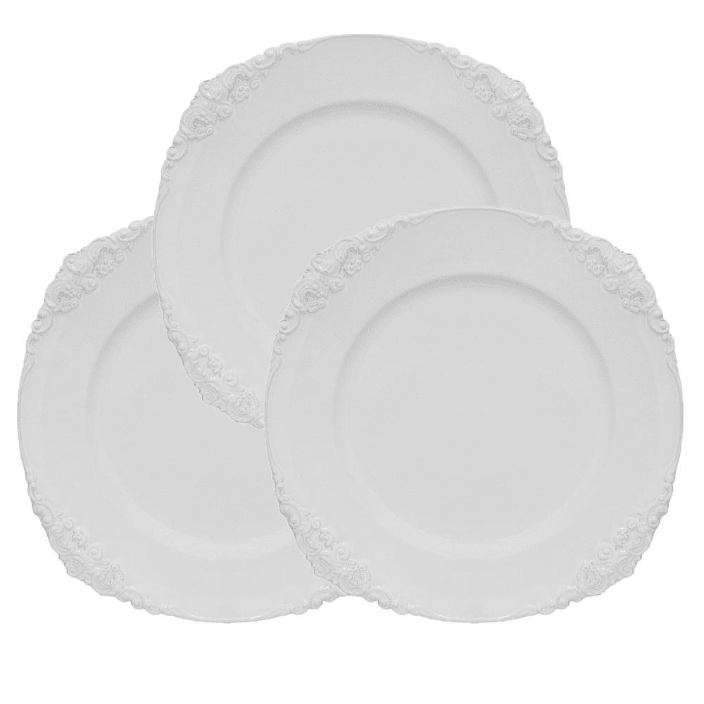 Conjunto com 6 Sousplat Revestido em Resina na Cor Branca com Detalhes na Borda - 2x35cm - 1
