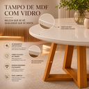Ver mais imagens de Conjunto Mesa Pérola Redonda com 4 Cadeiras Rubi Madeira Maciça 100cm com Tampo Off White e Vidro