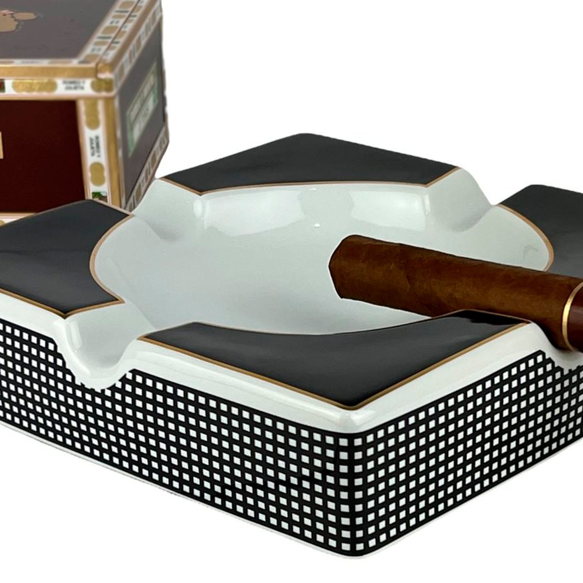 Cinzeiro para Charuto Material Cerâmica Luxo Para Bar Festa Decorativo Capacidade Para 4 - 1