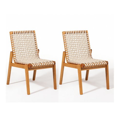 Conjunto 2 Cadeiras Linha Traço 85cm x 62cm Bege/Stain Jatobá